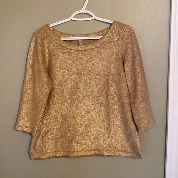 Banana Republic Tops - Banana Republic Gold Shimmer Holiday Party Evening Top Women’s Size Small